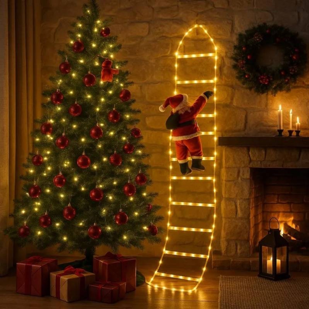 LED Santa Climbing Ladder Light